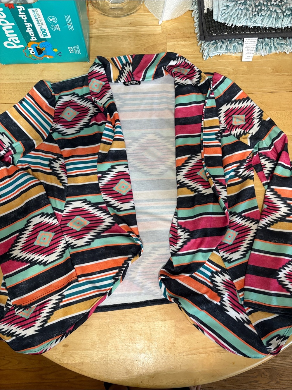 Aztec Print Open-Front Women's Sweater Cardigan - Multicolor